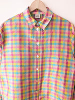 Lade das Bild in den Galerie-Viewer, *Wildseide* Bluse Colorblock Pastell Karo Print (L-XL)

