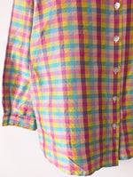 Lade das Bild in den Galerie-Viewer, *Wildseide* Bluse Colorblock Pastell Karo Print (L-XL)
