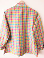 Lade das Bild in den Galerie-Viewer, *Wildseide* Bluse Colorblock Pastell Karo Print (L-XL)
