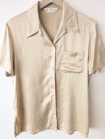 Lade das Bild in den Galerie-Viewer, *Seide* Bluse Premium Basic Champagner (M-L)
