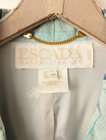 Lade das Bild in den Galerie-Viewer, *Escada* Blazer Zweireihig Leinen Tartan Blau (L-XL)
