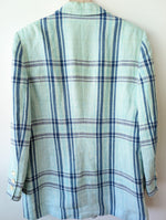 Lade das Bild in den Galerie-Viewer, *Escada* Blazer Zweireihig Leinen Tartan Blau (L-XL)

