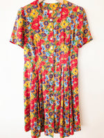 Lade das Bild in den Galerie-Viewer, *Seide* Kleid 80s Blumen Print Orange (XL)
