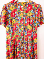 Lade das Bild in den Galerie-Viewer, *Seide* Kleid 80s Blumen Print Orange (XL)
