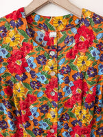 Lade das Bild in den Galerie-Viewer, *Seide* Kleid 80s Blumen Print Orange (XL)
