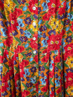 Lade das Bild in den Galerie-Viewer, *Seide* Kleid 80s Blumen Print Orange (XL)
