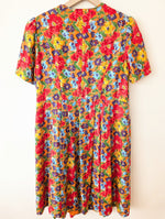 Lade das Bild in den Galerie-Viewer, *Seide* Kleid 80s Blumen Print Orange (XL)
