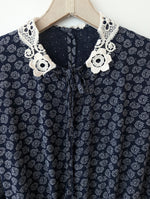 Lade das Bild in den Galerie-Viewer, Kleid 80s Bohemian Spitze Blumen Ballonärmel (M-L)
