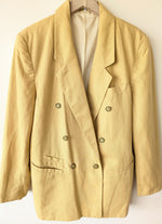 Lade das Bild in den Galerie-Viewer, *Leinen* Blazer Zweireiher 80s Buttergelb (M-L)
