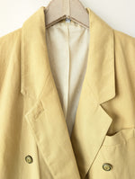 Lade das Bild in den Galerie-Viewer, *Leinen* Blazer Zweireiher 80s Buttergelb (M-L)
