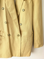 Lade das Bild in den Galerie-Viewer, *Leinen* Blazer Zweireiher 80s Buttergelb (M-L)
