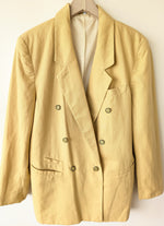 Lade das Bild in den Galerie-Viewer, *Leinen* Blazer Zweireiher 80s Buttergelb (M-L)
