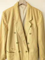Lade das Bild in den Galerie-Viewer, *Leinen* Blazer Zweireiher 80s Buttergelb (M-L)
