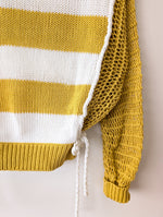 Lade das Bild in den Galerie-Viewer, Pullover Cropped Blockstreifen Gelb Marine (M-L)
