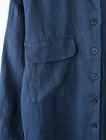 Lade das Bild in den Galerie-Viewer, *Leinen* Overshirt Bluse Marineblau Basic (M-L)
