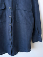 Lade das Bild in den Galerie-Viewer, *Leinen* Overshirt Bluse Marineblau Basic (M-L)
