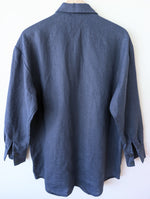 Lade das Bild in den Galerie-Viewer, *Leinen* Overshirt Bluse Marineblau Basic (M-L)
