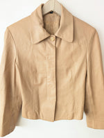 Lade das Bild in den Galerie-Viewer, Lederjacke Cropped Y2K Beige (S-M)
