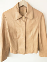 Lade das Bild in den Galerie-Viewer, Lederjacke Cropped Y2K Beige (S-M)
