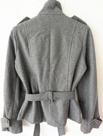 Lade das Bild in den Galerie-Viewer, *Wolle* Cropped Jacke Y2K Wolle Grau (M-L)
