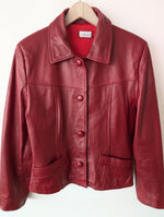 Lade das Bild in den Galerie-Viewer, Lederjacke Cropped 90s Weinrot (M-L)
