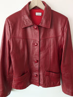 Lade das Bild in den Galerie-Viewer, Lederjacke Cropped 90s Weinrot (M-L)
