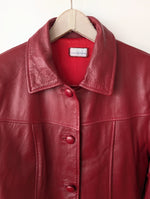 Lade das Bild in den Galerie-Viewer, Lederjacke Cropped 90s Weinrot (M-L)
