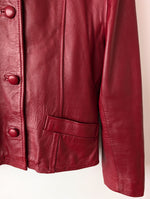 Lade das Bild in den Galerie-Viewer, Lederjacke Cropped 90s Weinrot (M-L)
