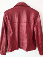 Lade das Bild in den Galerie-Viewer, Lederjacke Cropped 90s Weinrot (M-L)
