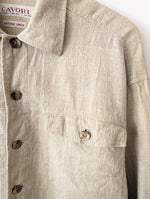 Lade das Bild in den Galerie-Viewer, *Leinen* Overshirt Bluse Basic Natur Beige (L)
