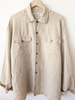 Lade das Bild in den Galerie-Viewer, *Leinen* Overshirt Bluse Basic Natur Beige (L)
