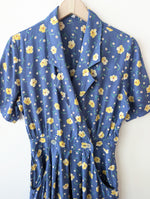 Lade das Bild in den Galerie-Viewer, Jumpsuit Einteiler 80s Blumen Himmelblau (S-M)
