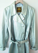 Lade das Bild in den Galerie-Viewer, RARE 80s Leder Trenchcoat Metallic Mint (XL)
