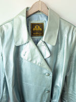 Lade das Bild in den Galerie-Viewer, RARE 80s Leder Trenchcoat Metallic Mint (XL)
