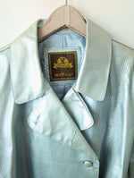 Lade das Bild in den Galerie-Viewer, RARE 80s Leder Trenchcoat Metallic Mint (XL)
