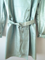 Lade das Bild in den Galerie-Viewer, RARE 80s Leder Trenchcoat Metallic Mint (XL)
