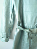 Lade das Bild in den Galerie-Viewer, RARE 80s Leder Trenchcoat Metallic Mint (XL)
