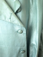 Lade das Bild in den Galerie-Viewer, RARE 80s Leder Trenchcoat Metallic Mint (XL)
