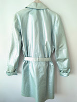 Lade das Bild in den Galerie-Viewer, RARE 80s Leder Trenchcoat Metallic Mint (XL)
