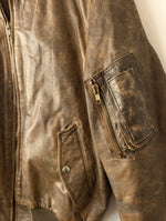 Lade das Bild in den Galerie-Viewer, Bomber Lederjacke 90s Blouson Khaki (L)

