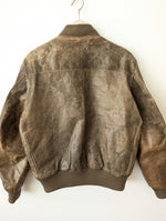 Lade das Bild in den Galerie-Viewer, Bomber Lederjacke 90s Blouson Khaki (L)
