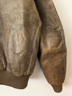 Lade das Bild in den Galerie-Viewer, Bomber Lederjacke 90s Blouson Khaki (L)
