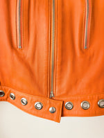 Lade das Bild in den Galerie-Viewer, Lederjacke Cropped 90s Rave Orange (L)
