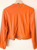 Lade das Bild in den Galerie-Viewer, Lederjacke Cropped 90s Rave Orange (L)
