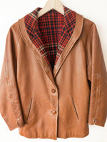Lade das Bild in den Galerie-Viewer, RARE 60s Lederjacke Tartan Rot (L-XL)
