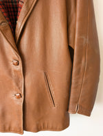 Lade das Bild in den Galerie-Viewer, RARE 60s Lederjacke Tartan Rot (L-XL)
