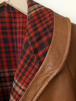 Lade das Bild in den Galerie-Viewer, RARE 60s Lederjacke Tartan Rot (L-XL)
