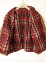 Lade das Bild in den Galerie-Viewer, RARE 60s Lederjacke Tartan Rot (L-XL)
