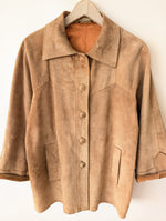 Lade das Bild in den Galerie-Viewer, Kimono Jacke 70s Wildleder Beige Cognac (L-XL)
