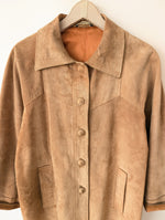 Lade das Bild in den Galerie-Viewer, Kimono Jacke 70s Wildleder Beige Cognac (L-XL)

